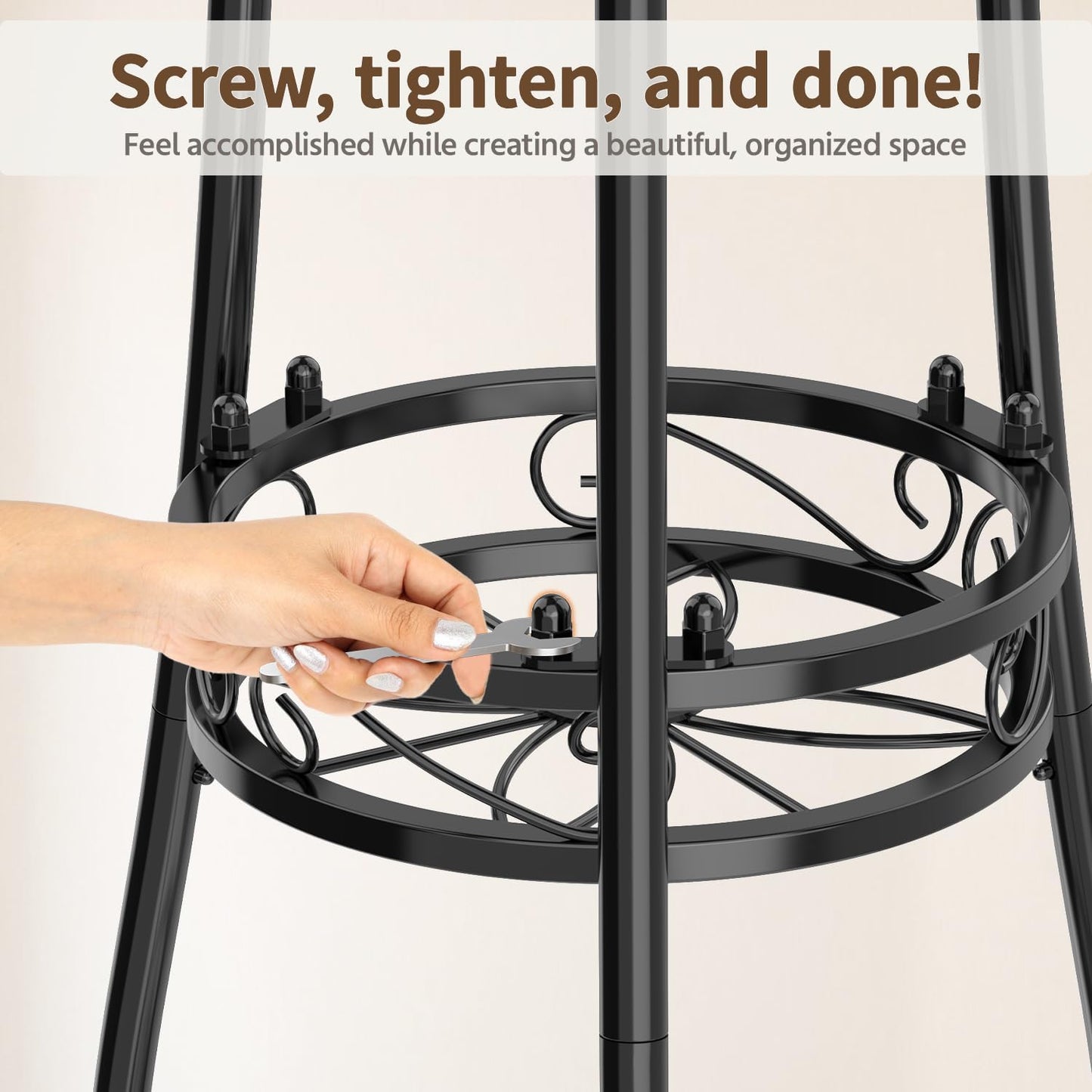 LASZOLA 3 Tier Black Metal Plant Stand for Multiple Large Planters Ind