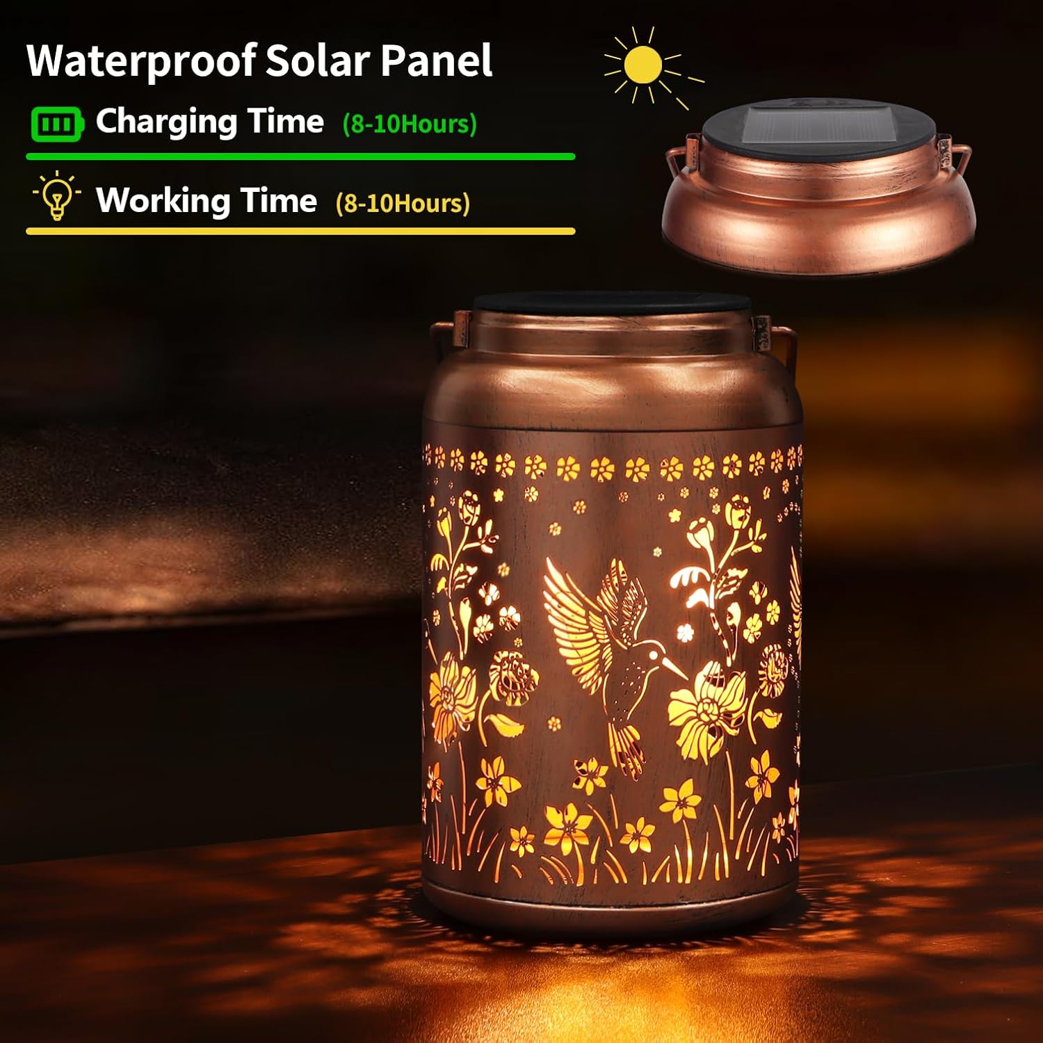 Solar Lanterns Outdoor Waterproof Hummingbird Garden Decor Gifts for W