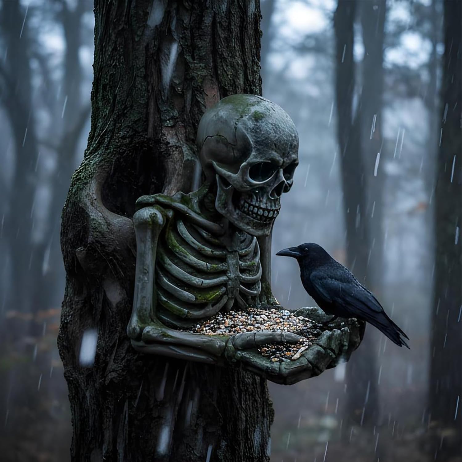Dark Themed Resin Bird Feeder with Removable Design Ideal for Backyard