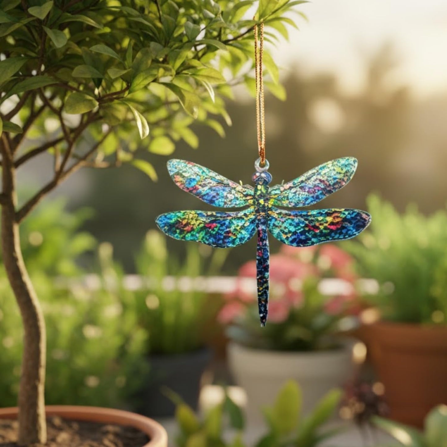 Dragonfly Suncatcher Ornament Acrylic, Faux Stained Glass Window Hanging Decoration, Decorative Hanging Ornaments, Dragonfly Gifts for Women, Dragonfly Decor, Garden Wind Chimes Decor
