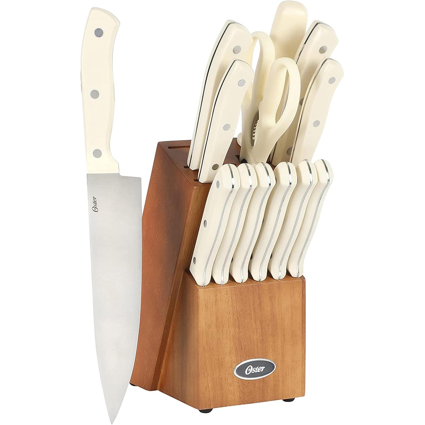 Oster Evansville 14 Piece Cutlery Kitchen Knife Block Set, Stainless S