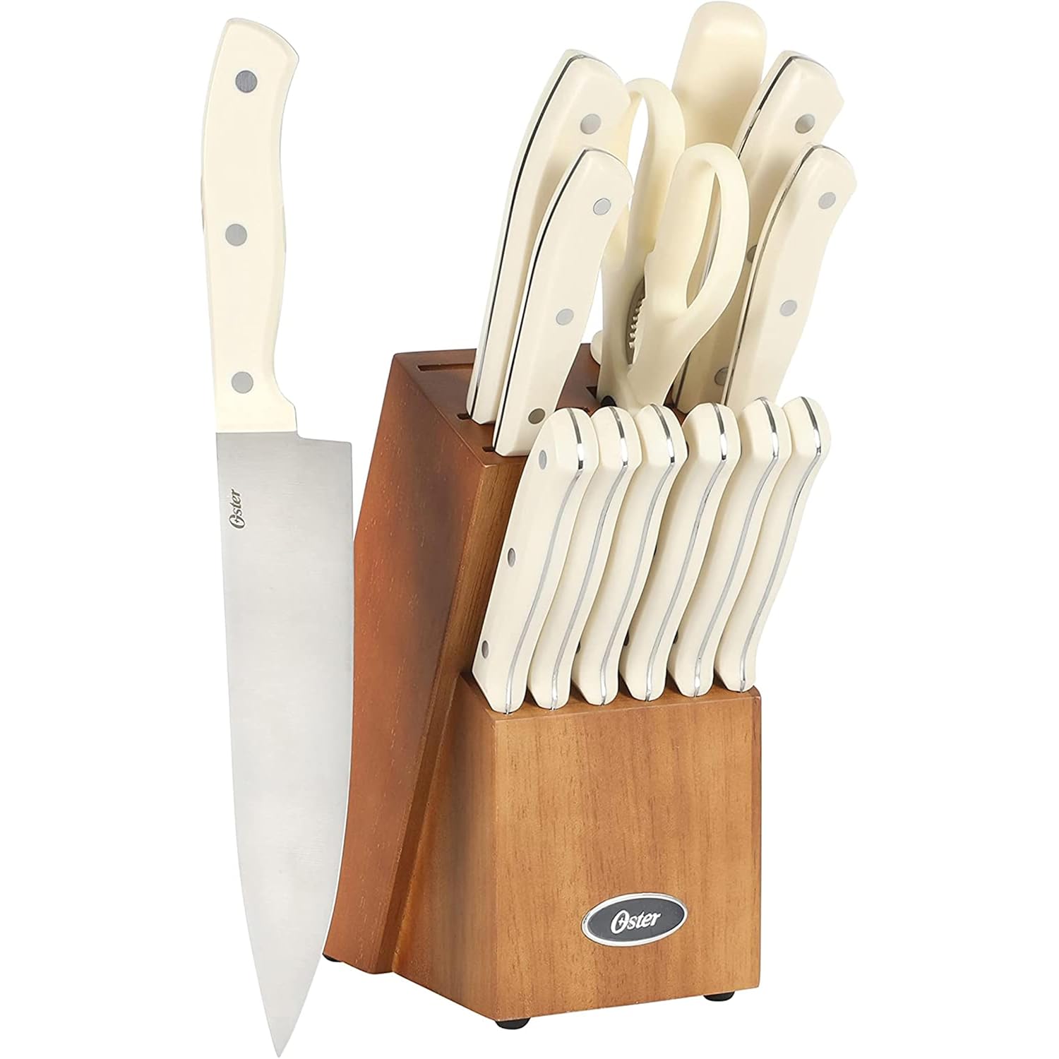 Oster Evansville 14 Piece Cutlery Kitchen Knife Block Set, Stainless S