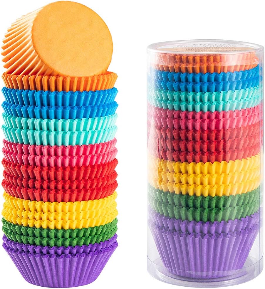 Gifbera Bright Rainbow Standard Cupcake Liners Solid Colorful Paper Ba