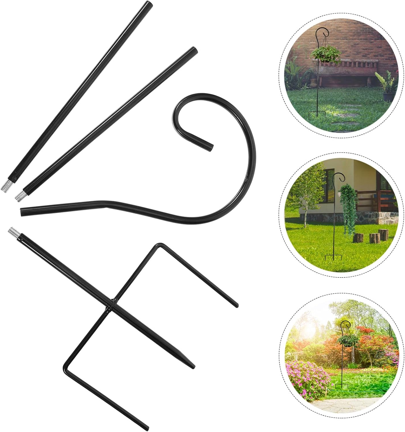 Milisten Bird Feeder Bracket Shepherd Hook Outdoor Garden Stand Iron H