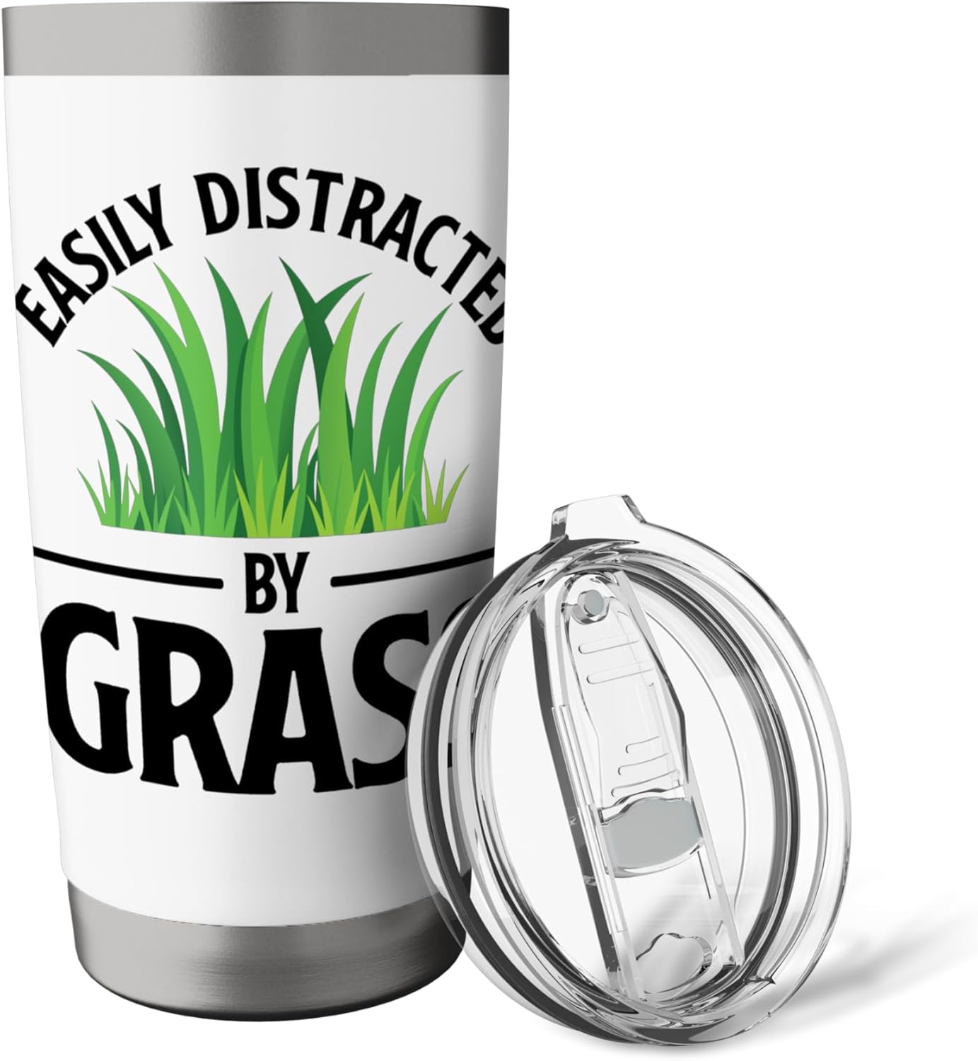 Funny Lawn Care Easily Distracted By Grass For Men Women Stainless Steel Insulated Tumbler