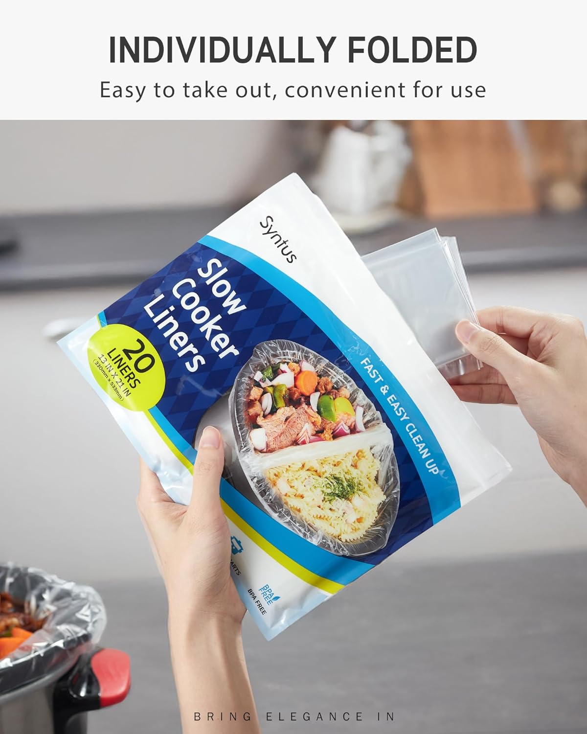 Syntus Crock Pot Liners, 20 Count 13" x 21" Large Size Slow Cooker Lin