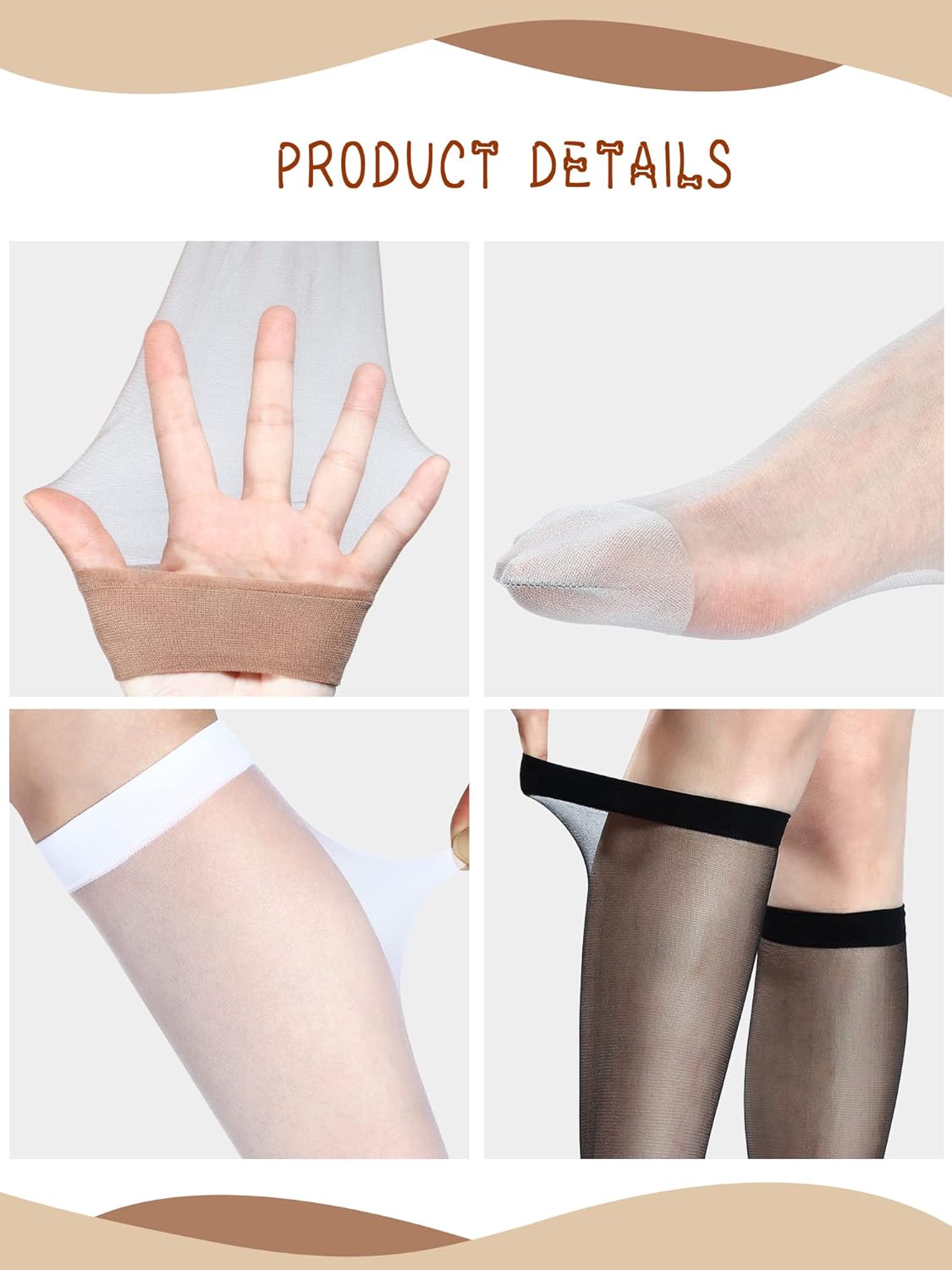 Geyoga 20 Pairs Knee High Stockings for Women Sheer Knee High Socks Ny