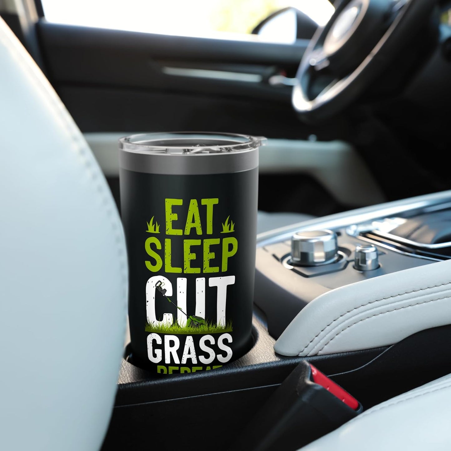 Lawn Mower Mowing Dad Father Landscaper Eat Sleep Cut Grass Stainless Steel Insulated Tumbler