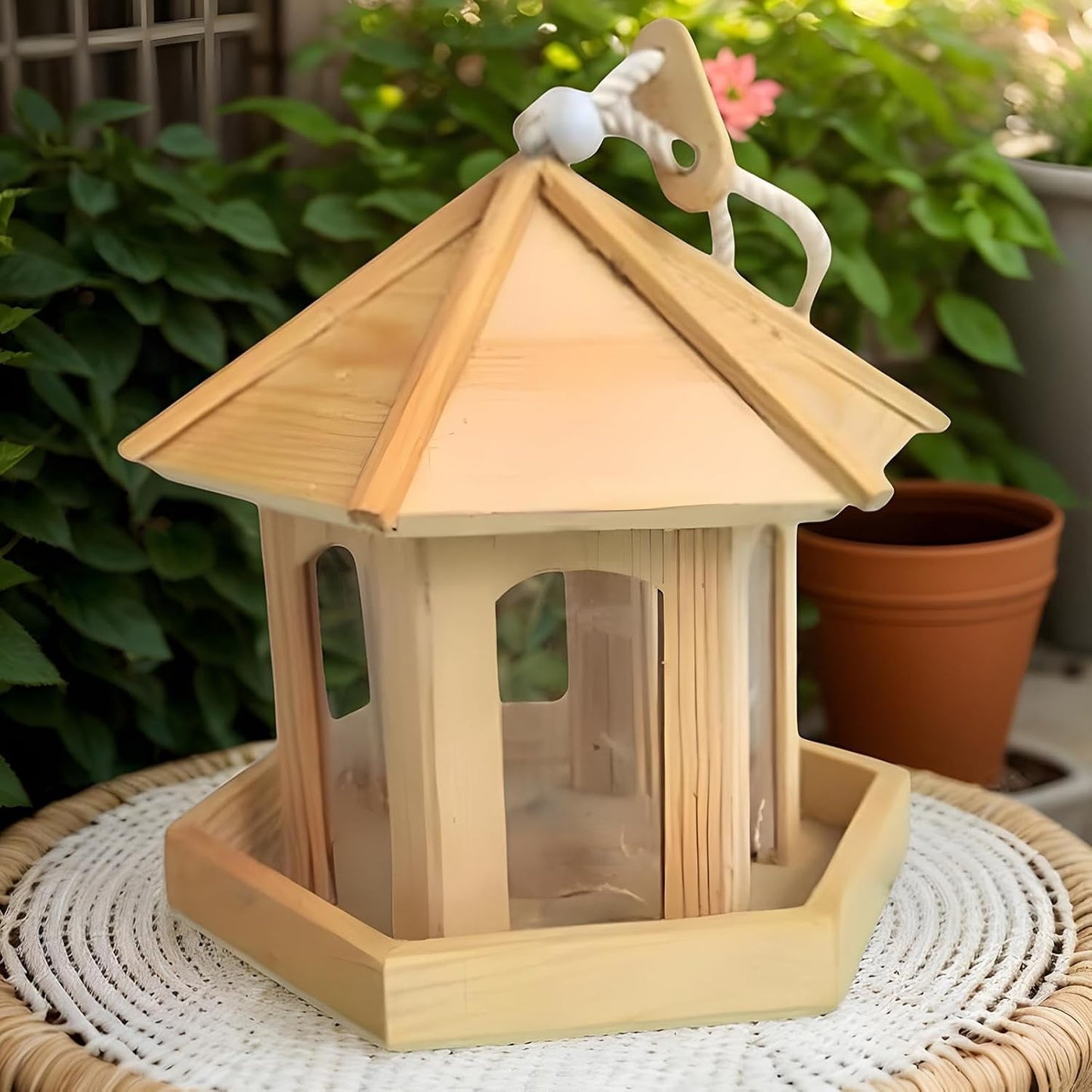 Bird Feeders for Outside | Hexagonal Garden Cage Ornament | Wild Bird Feeders,for Garden Backyard Patio Lawn Window Balcony Deck Wildlife Attraction