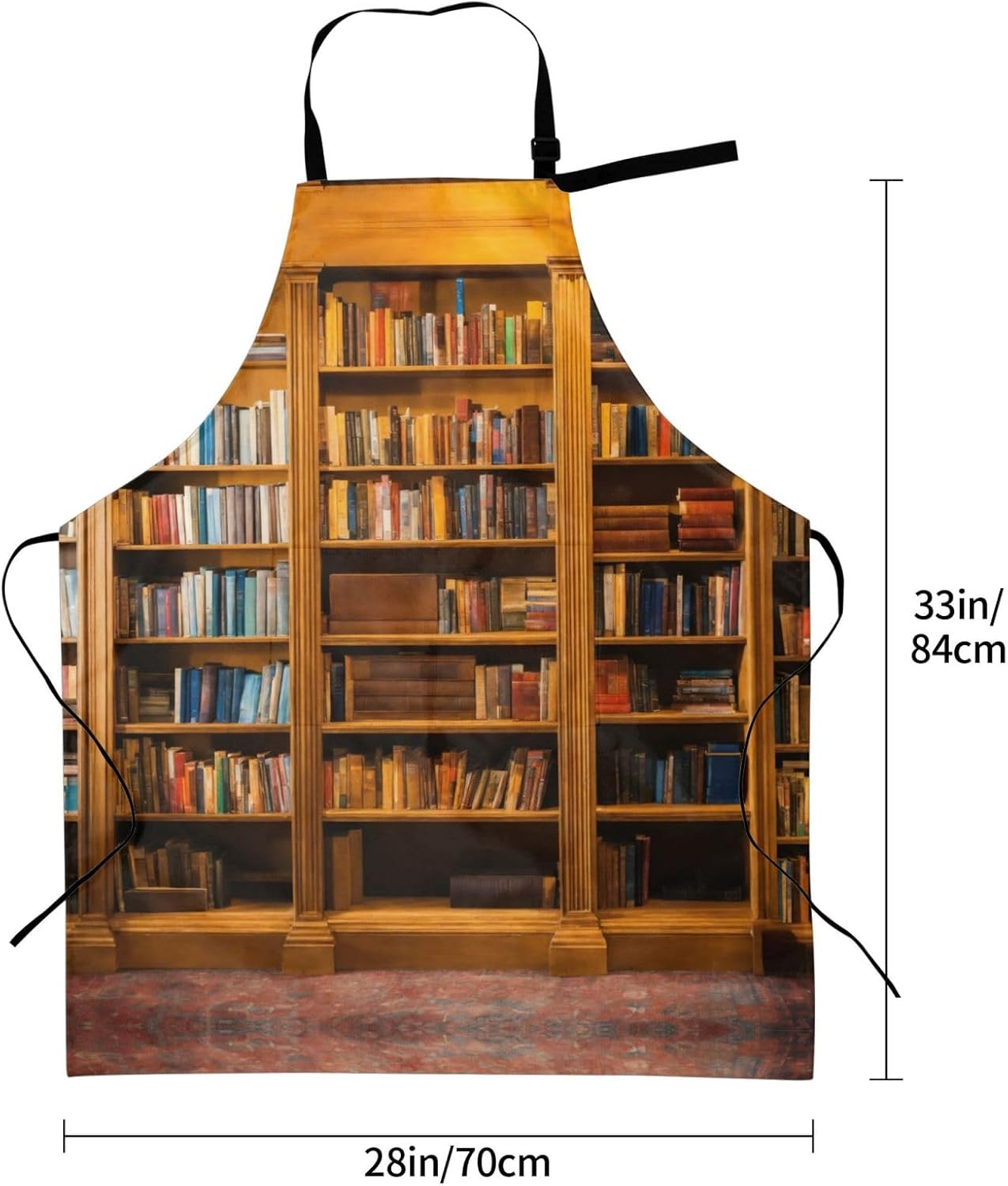 books Print Laundry apron 28x33 In Waterproof Kitchen Apron with Pockets for Cooking Baking