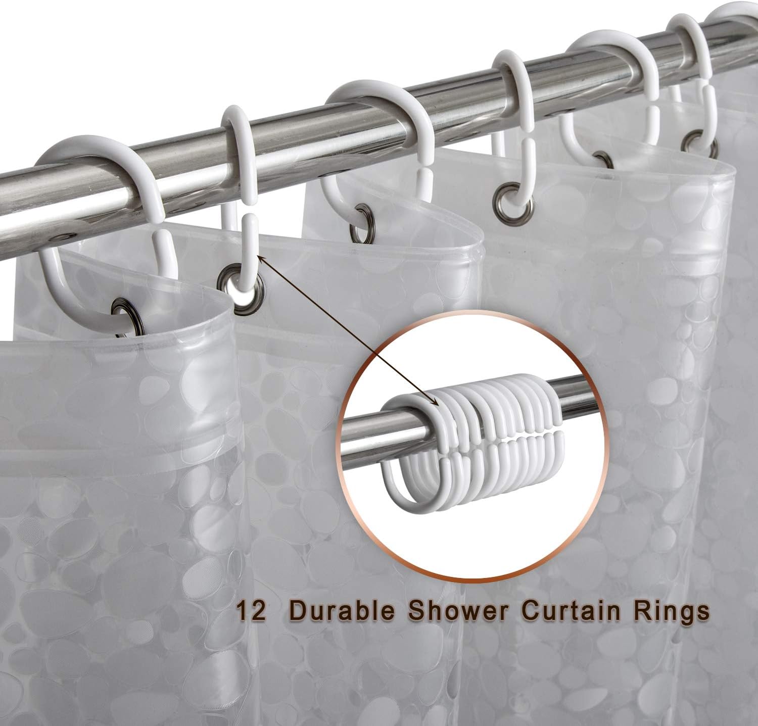 Bostofy Waterproof Shower Curtain Liner 8G EVA Thick Shower Curtain wi