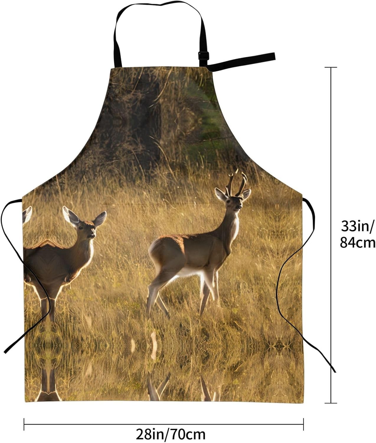 YANYU Cute Deers Print 28x33 In Kitchen Apron Stylish Chef Apron with Pockets for Cooking Baking Painting