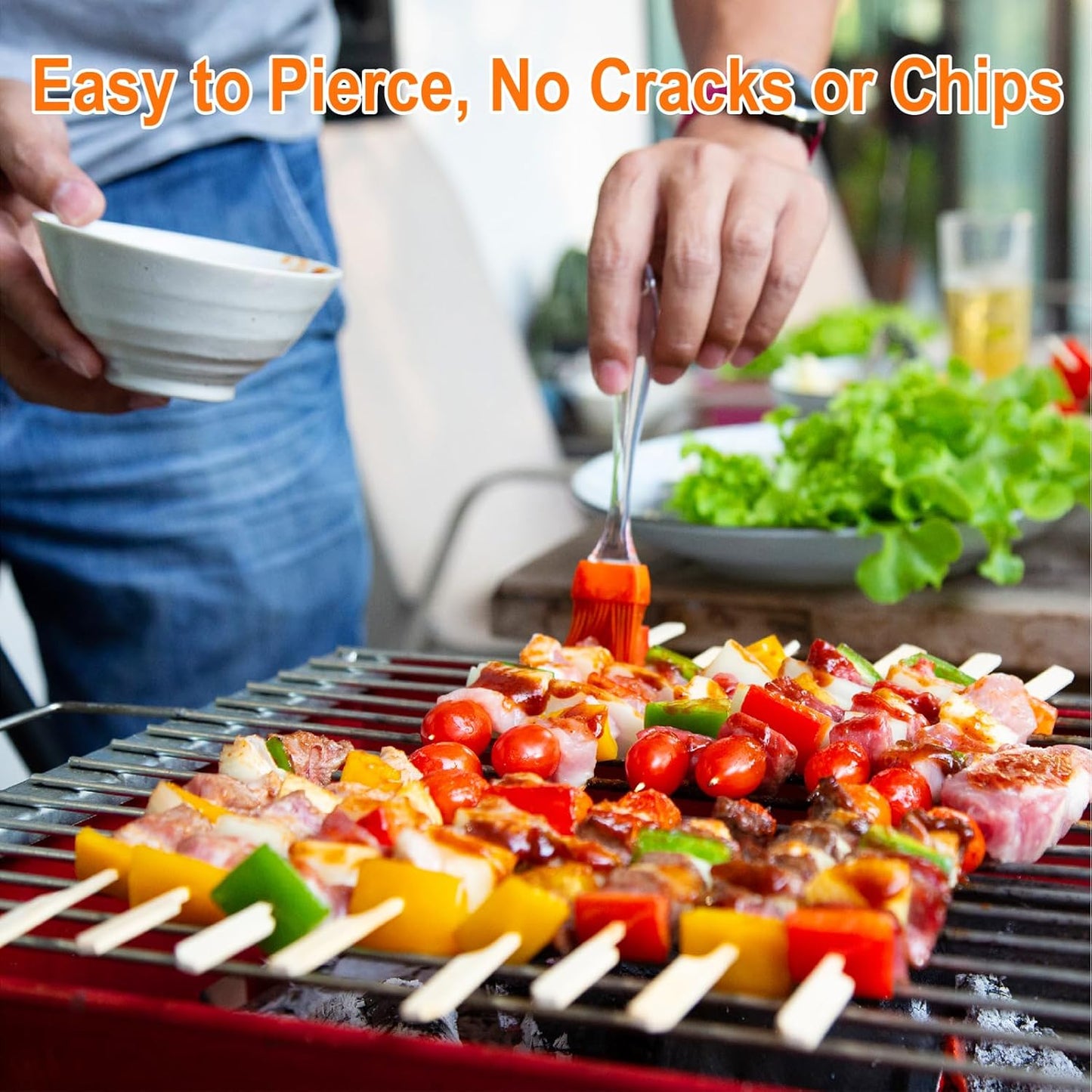 200PCS Bamboo Skewers for Appetizers, [6 Inch] Long Cocktail Picks Fancy Toothpicks for Appetizers, Flat Paddle Wooden Skewers Food Sticks for Party Drinks Fruit BBQ, Charcuterie Boards Accessories