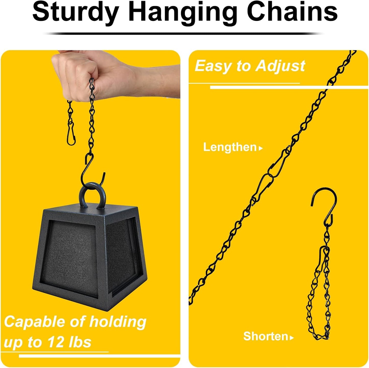 6 Pack 9.5 Inch Hanging Chain for Bird Feeders, Planters, Lanterns, Wind Chimes, Billboards, Chalkboards and Ornaments (Black)