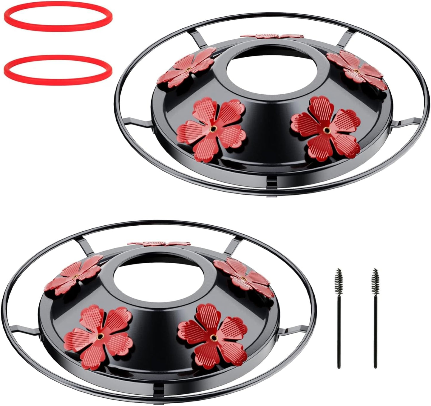 2 Pack Hummingbird Feeder Bottom Base Large Metal Covers with 2Pcs Sea
