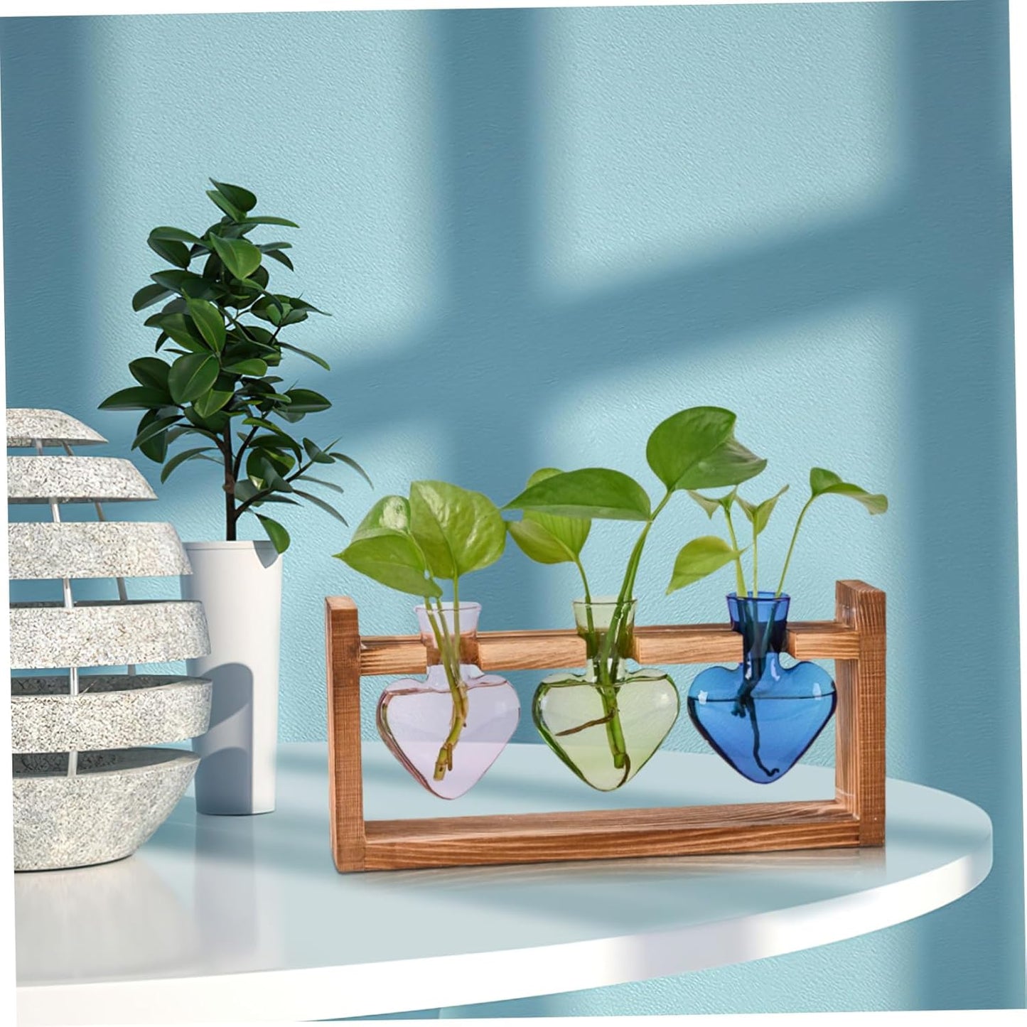 PRETYZOOM 3pcs Heart Shaped Hydroponic Glass Vase Transparent Flower Pot for Home Decor Cute Desktop Planter for Indoor Plants Elegant Tabletop Decoration