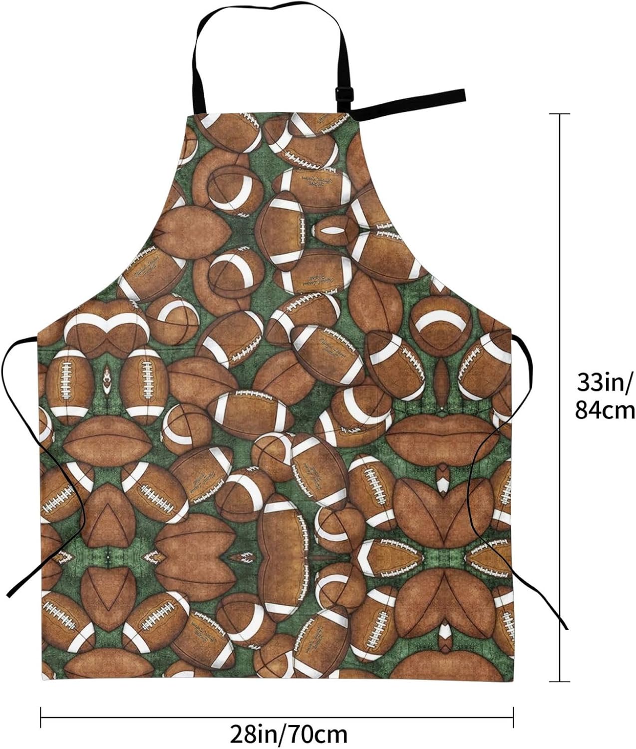 Football Green print Waterproof apron with pocket adjustable cooking a