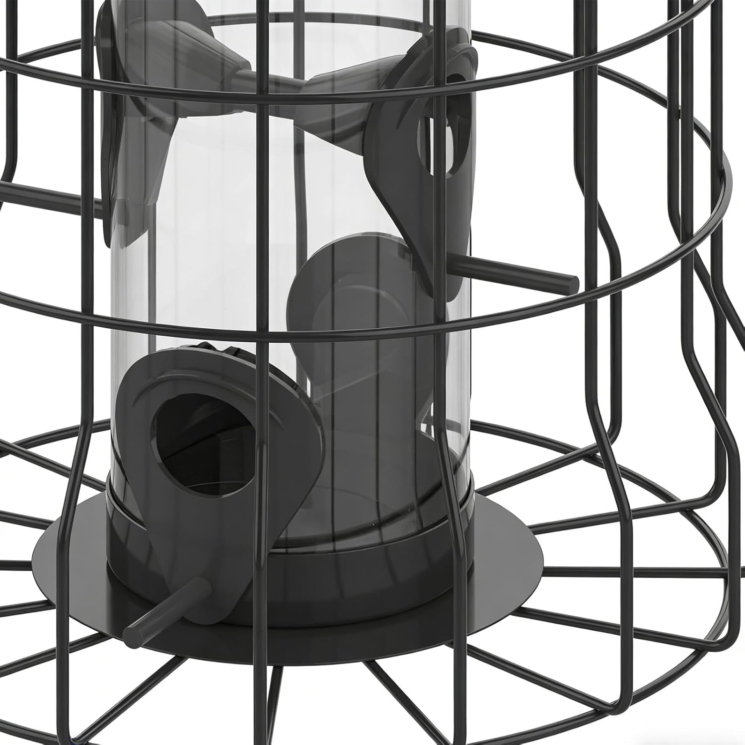 Bird Feeder, 4-Port Weatherproof Squirrel-Proof Metal Large Outdoor Ha