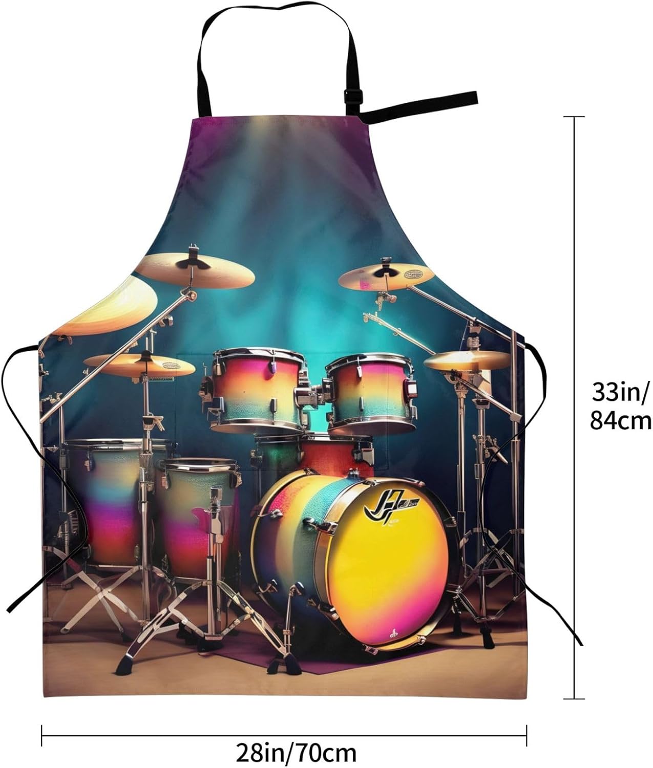 Cool Drums Set print Waterproof apron with pocket adjustable cooking apron for adult kitchen bibs to bake