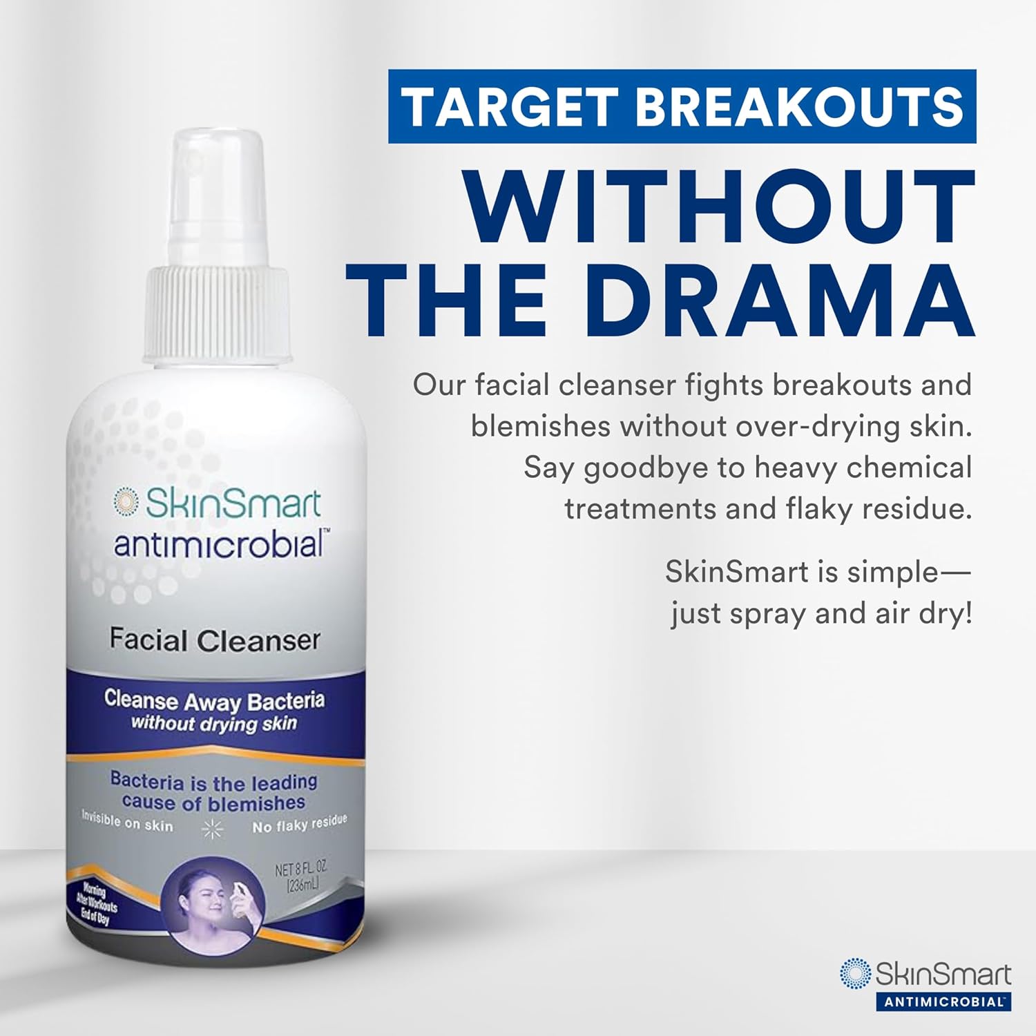 SkinSmart Antimicrobial Facial Cleanser for Breakouts & Blemishes; Hyp