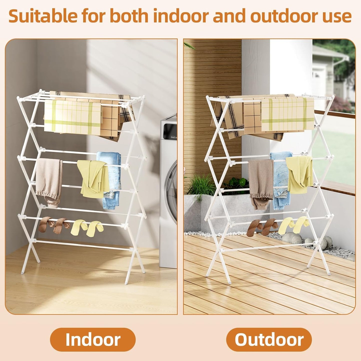 Drying Rack Clothing, 3-Tier Clothes Drying Rack Foldable, Antirust La