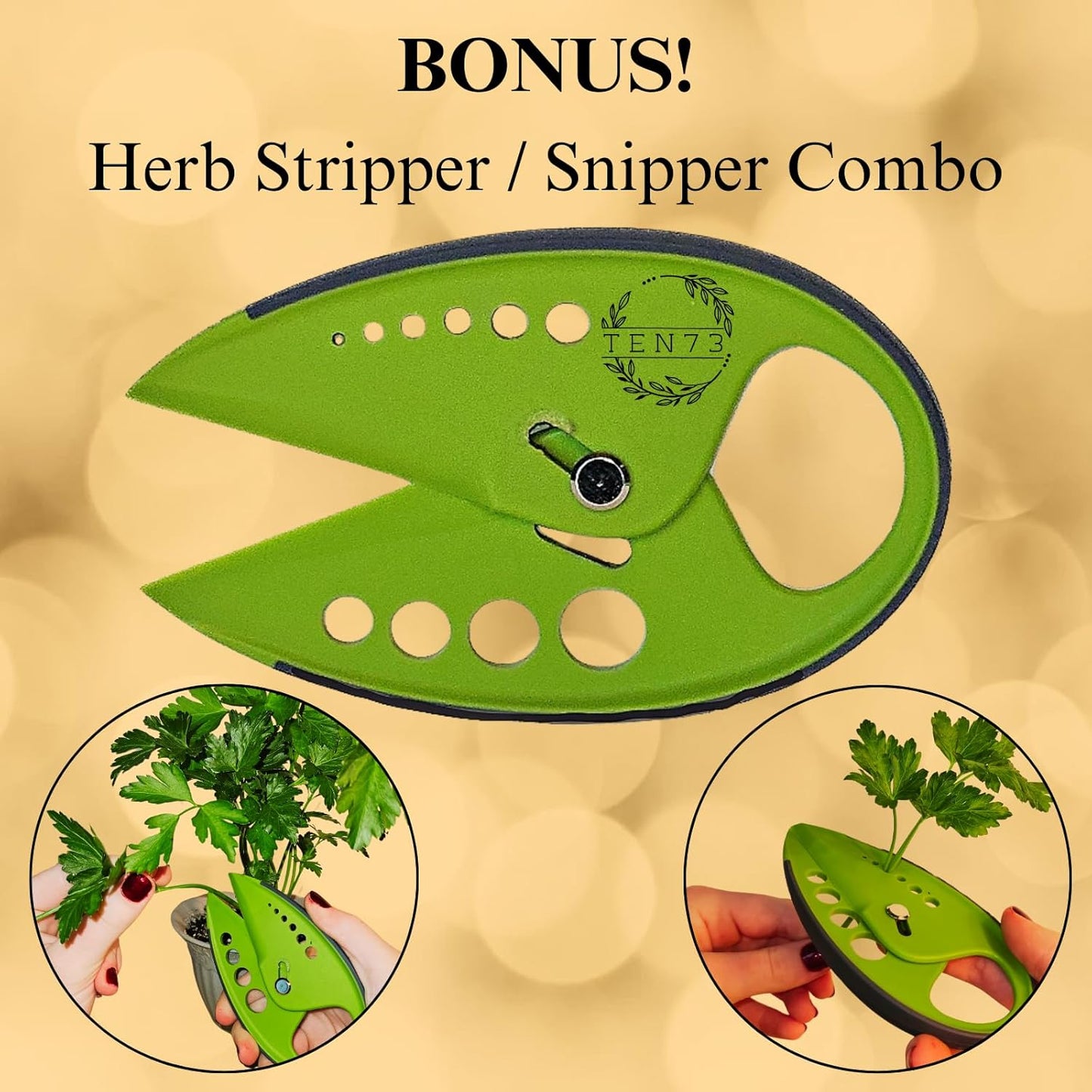 2-in-1 5-Blade Herb Scissors & Herb Stripper Set | 10-Hole Leaf stripp