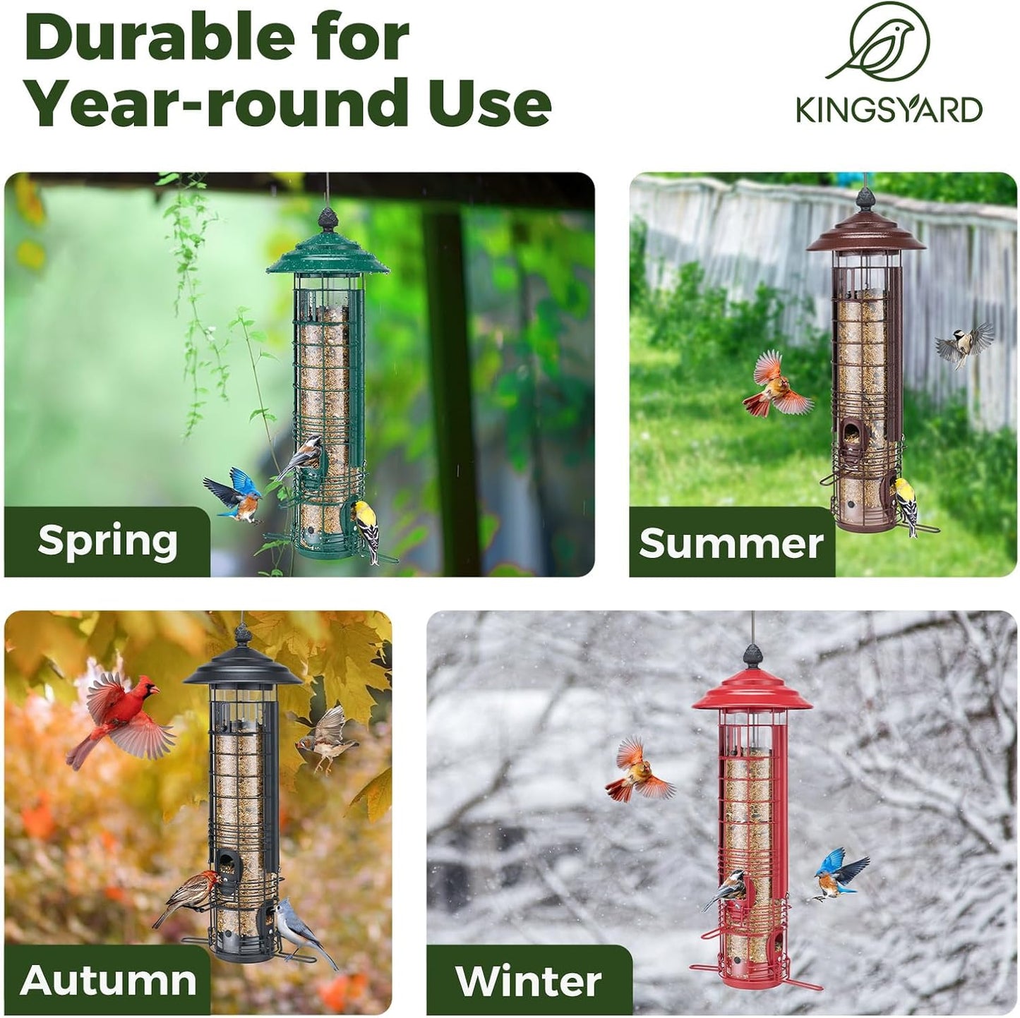 Kingsyard Squirrel Proof Bird Feeders for Outdoors with Weight-Activat
