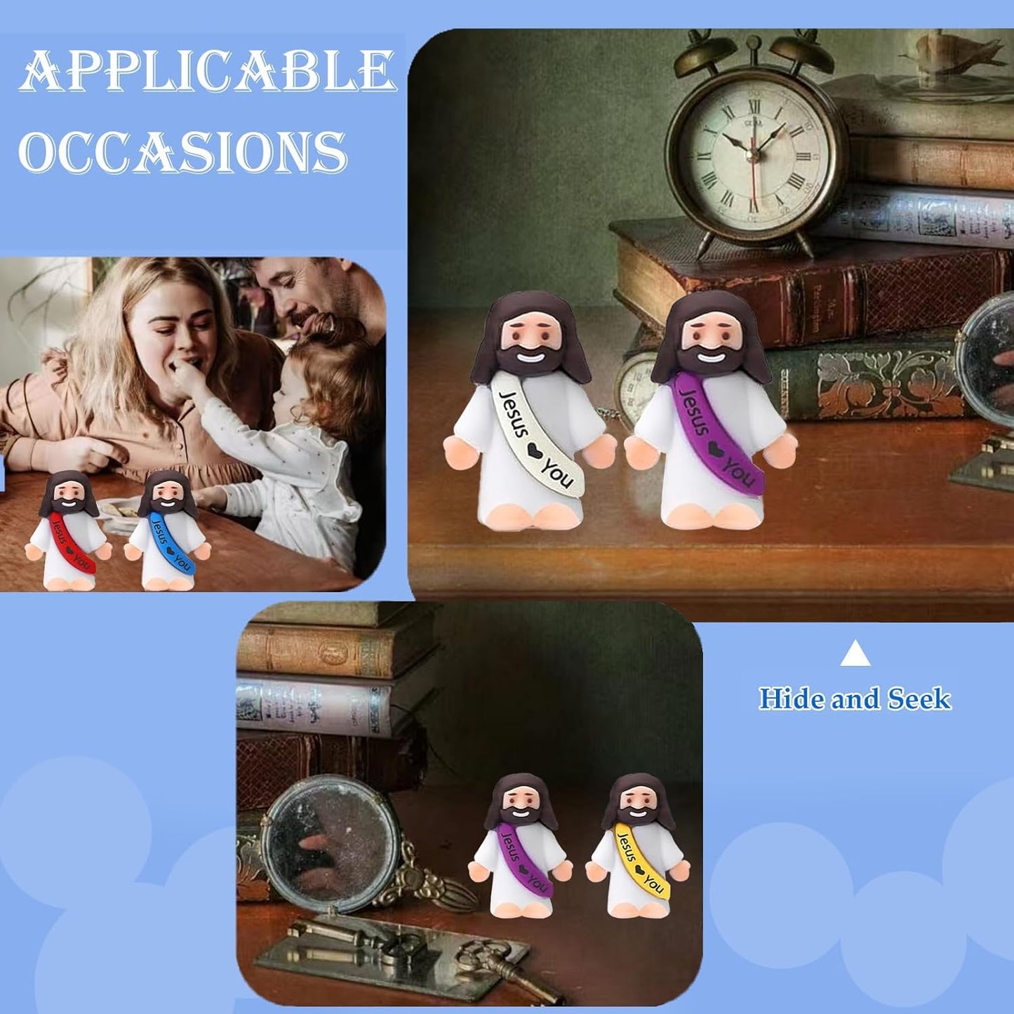 30PCS Little Jesus Figures, Mini Jesus Figurines in Bulk, Multicolor Tiny Jesus Figures, Miniature Figurines to Hide and Seek Religious Gifts for Easter Egg Stuffers
