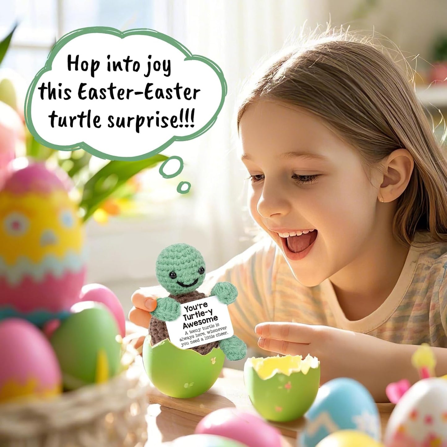 Mini Funny Turtle Easter Basket Essentials Stuffers for Teens Easter Gifts for Kids Teen Girls Boys, Birthday Gifts for Women Men Mothers Day Graduation Teacher Appreciation, Positive Emotional Turtle