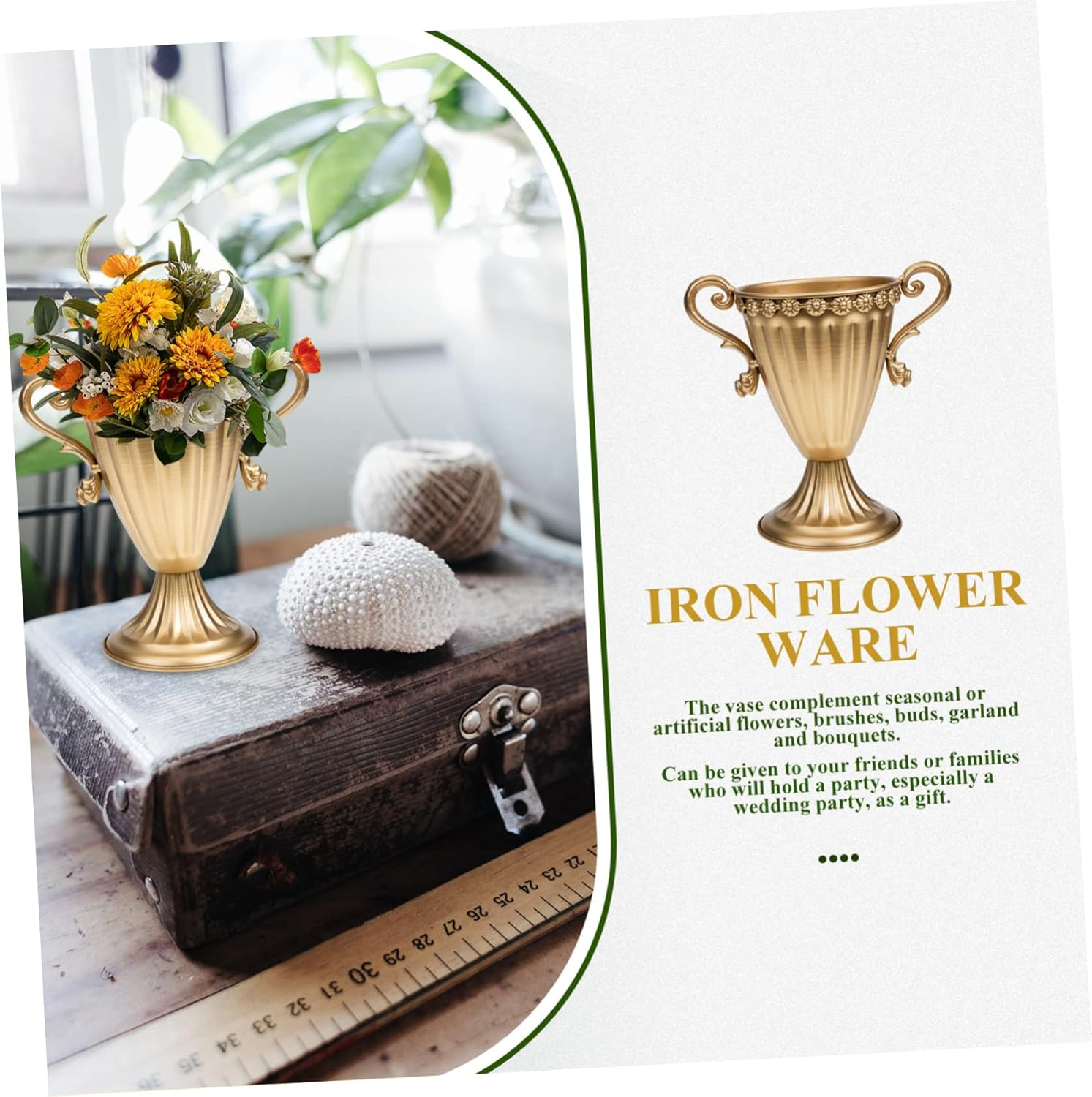 BESTOYARD Vintage Iron Flower Pot Retro Style Vase for Wedding Decor D