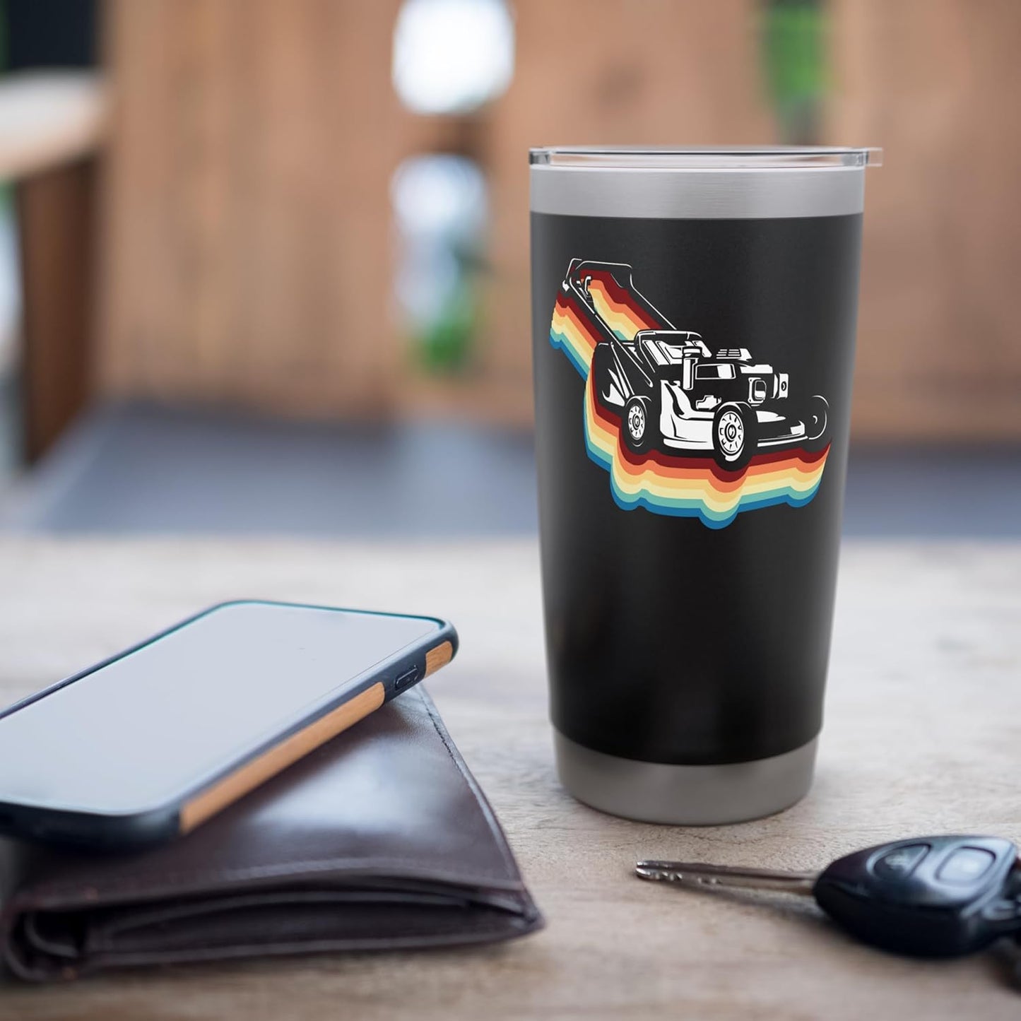 Lawn Mower Mowing Dad Father Landscaper Retro 80S 90S Stainless Steel Insulated Tumbler