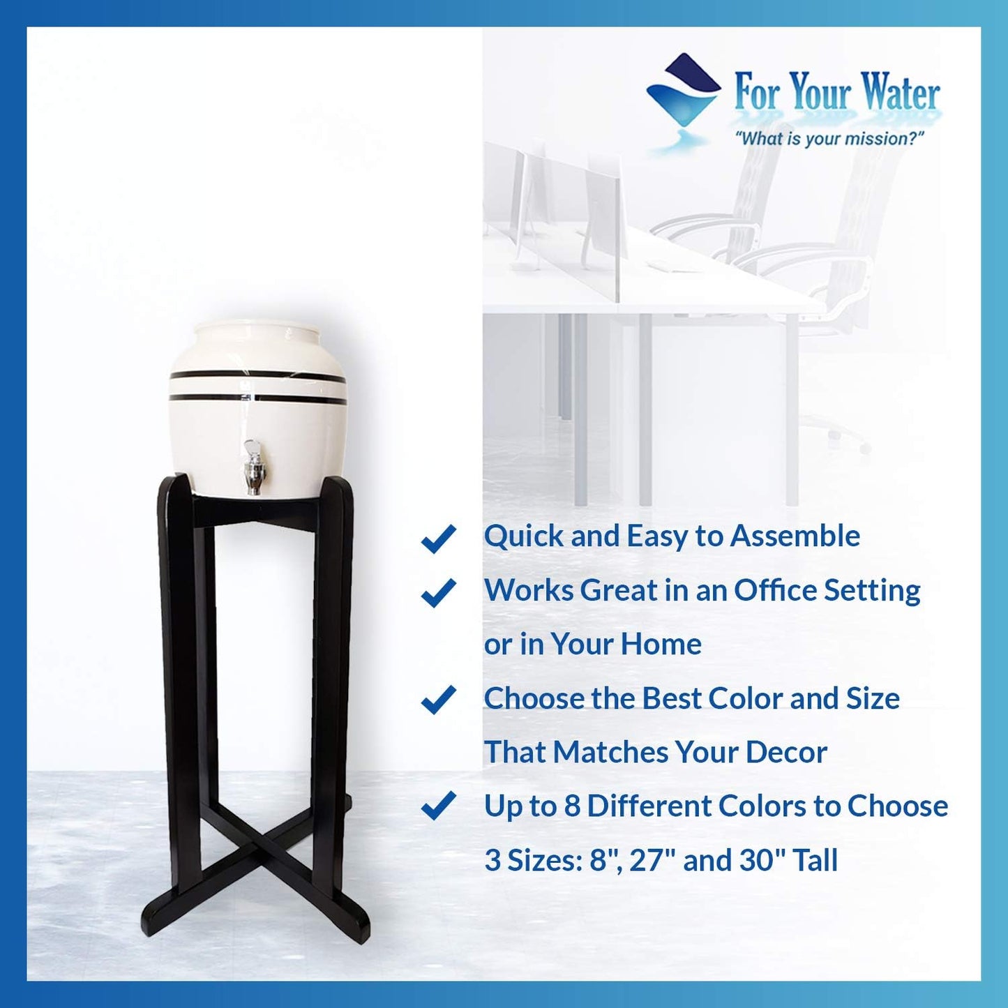 27" Wood Painted Water Beverage Dispenser or Plant Floor Stand - Black Painted