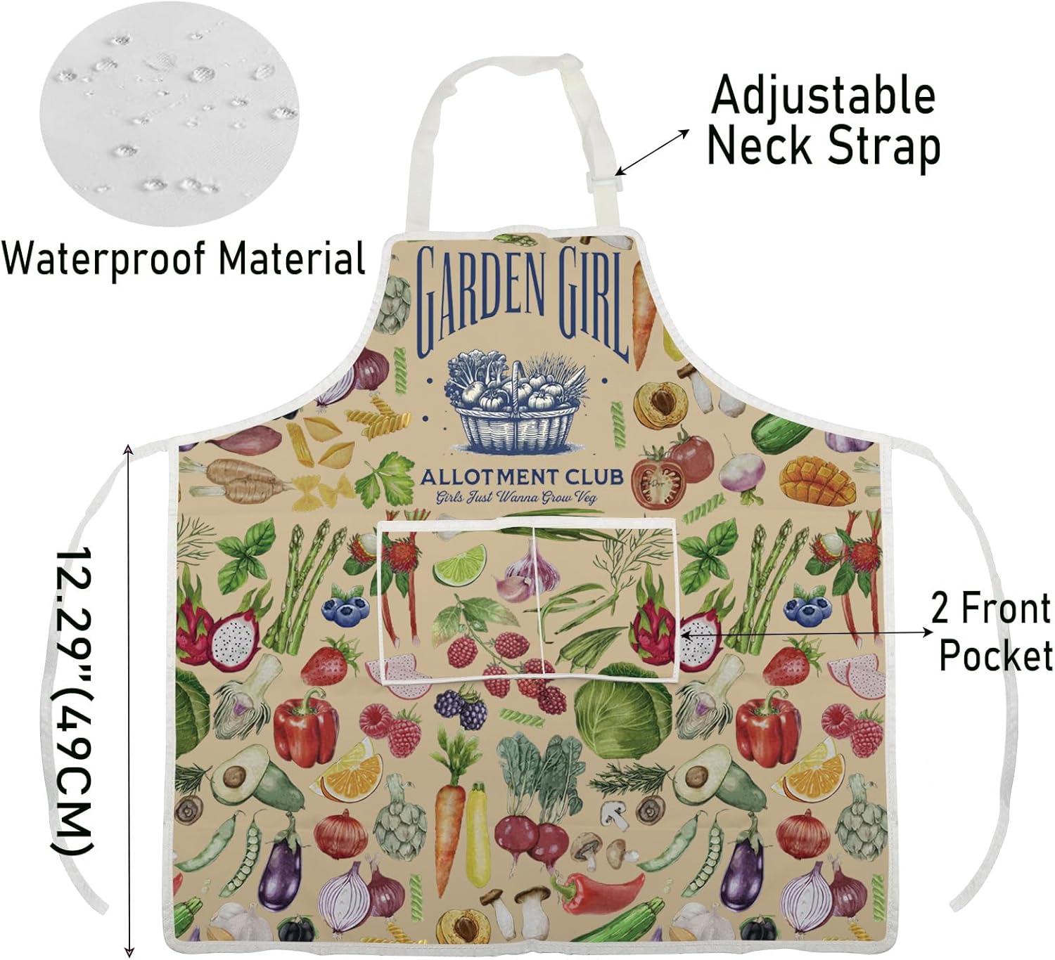 WCGXKO Garden Girl Allotment Club Kitchen Apron Garden Plant Grow Gift