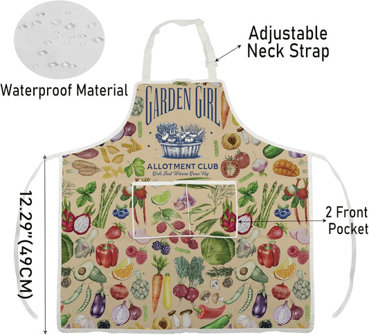 WCGXKO Garden Girl Allotment Club Kitchen Apron Garden Plant Grow Gift Gardening Plant Gift for Nature Lover