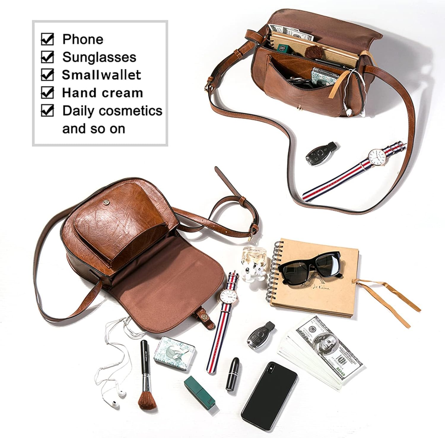 AFKOMST Crossbody Bags for Women,Small Saddle Purse and Boho Cross Bod