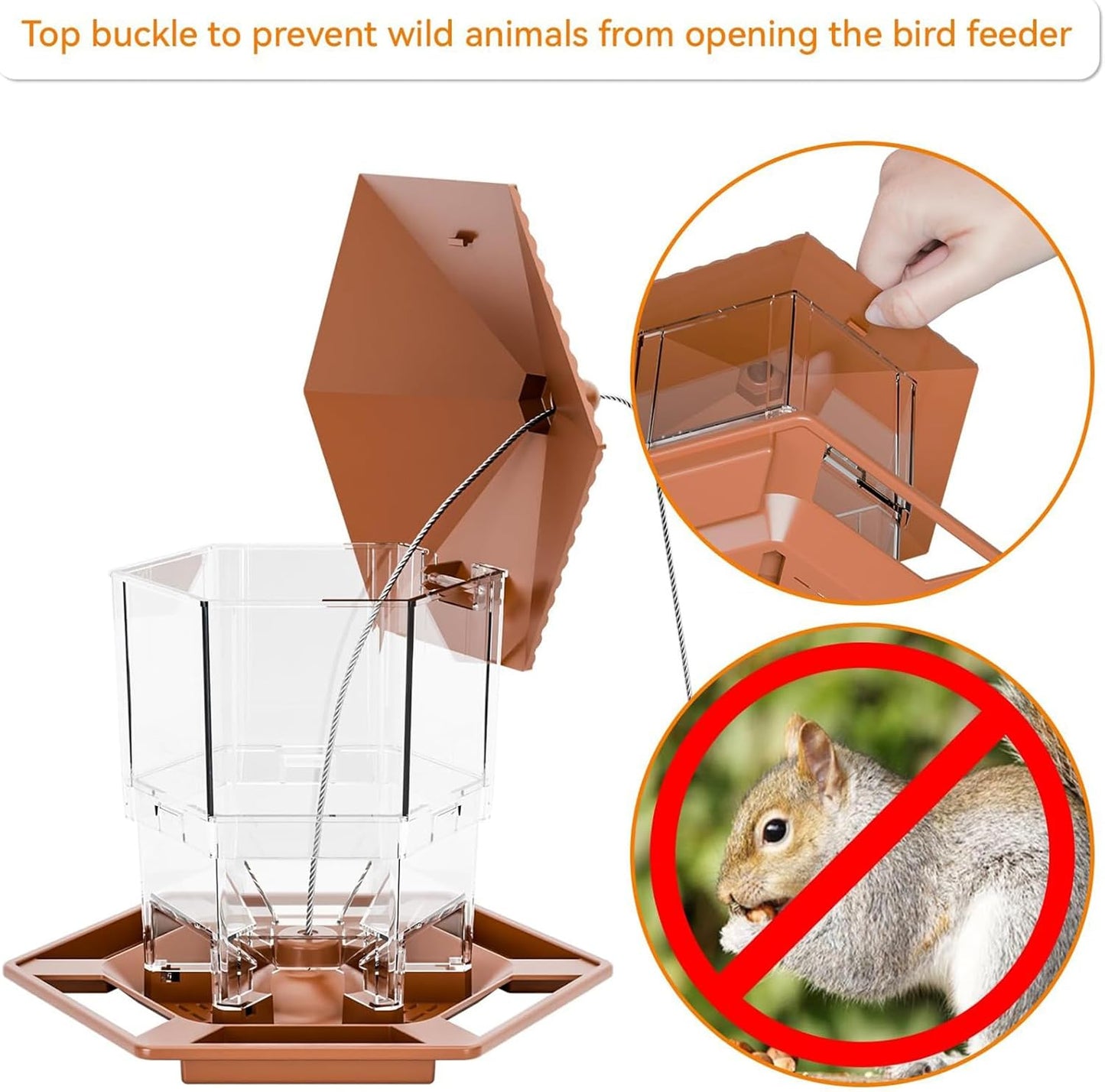 Bird Feeder Hangable, Refillable Water Bowl, Squirrel Proof Window, Du