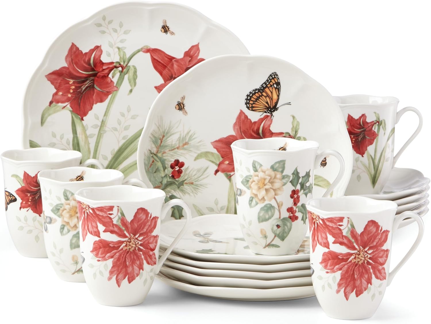 Lenox Dinnerware Set, Butterfly Meadow Holiday 18-Piece Set, Service F