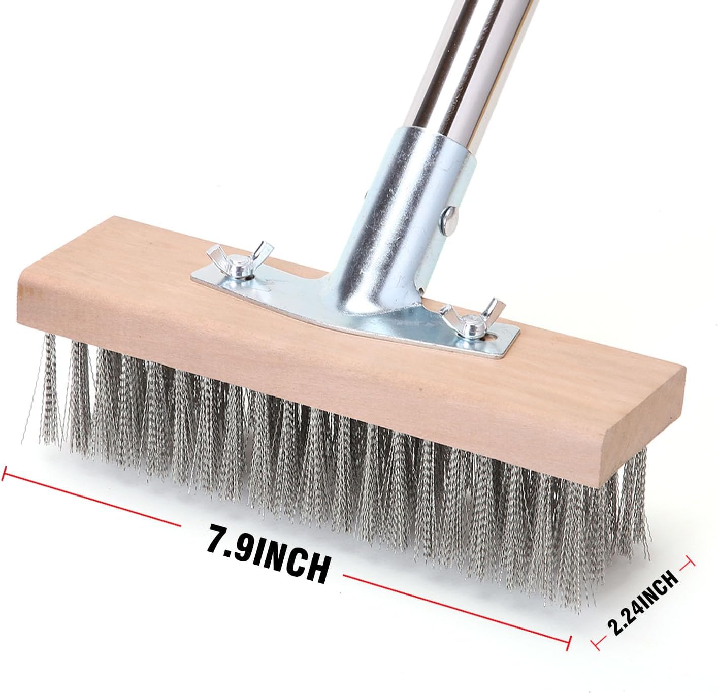 MAXMAN Stainless Steel Wire Scrub Brush with Long Handle, 63" Heavy Du