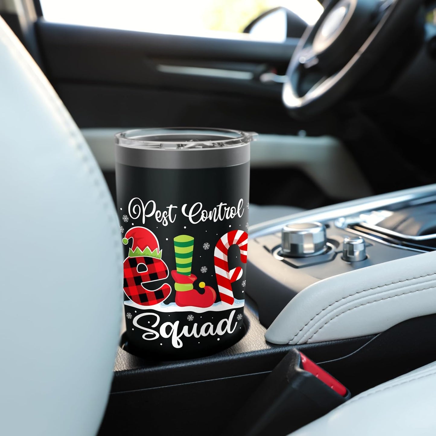 Pest Control Elf Squad Christmas Exterminator Matching X-mas Stainless Steel Insulated Tumbler