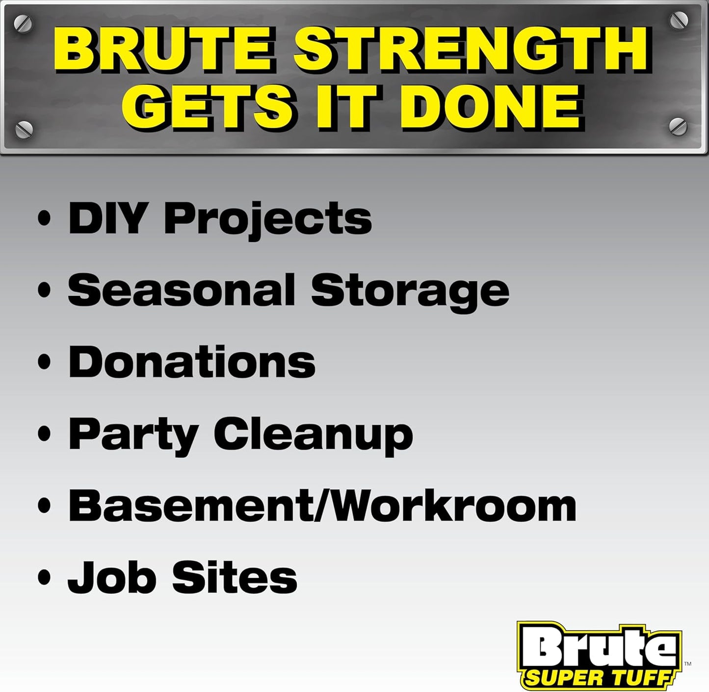 Brute Super Tuff Heavy Duty 2.2 MIL Contractor Bags, Extra Large Trash Bags, Twist Tie Closure, Black, 55 Gallon, 15 Count