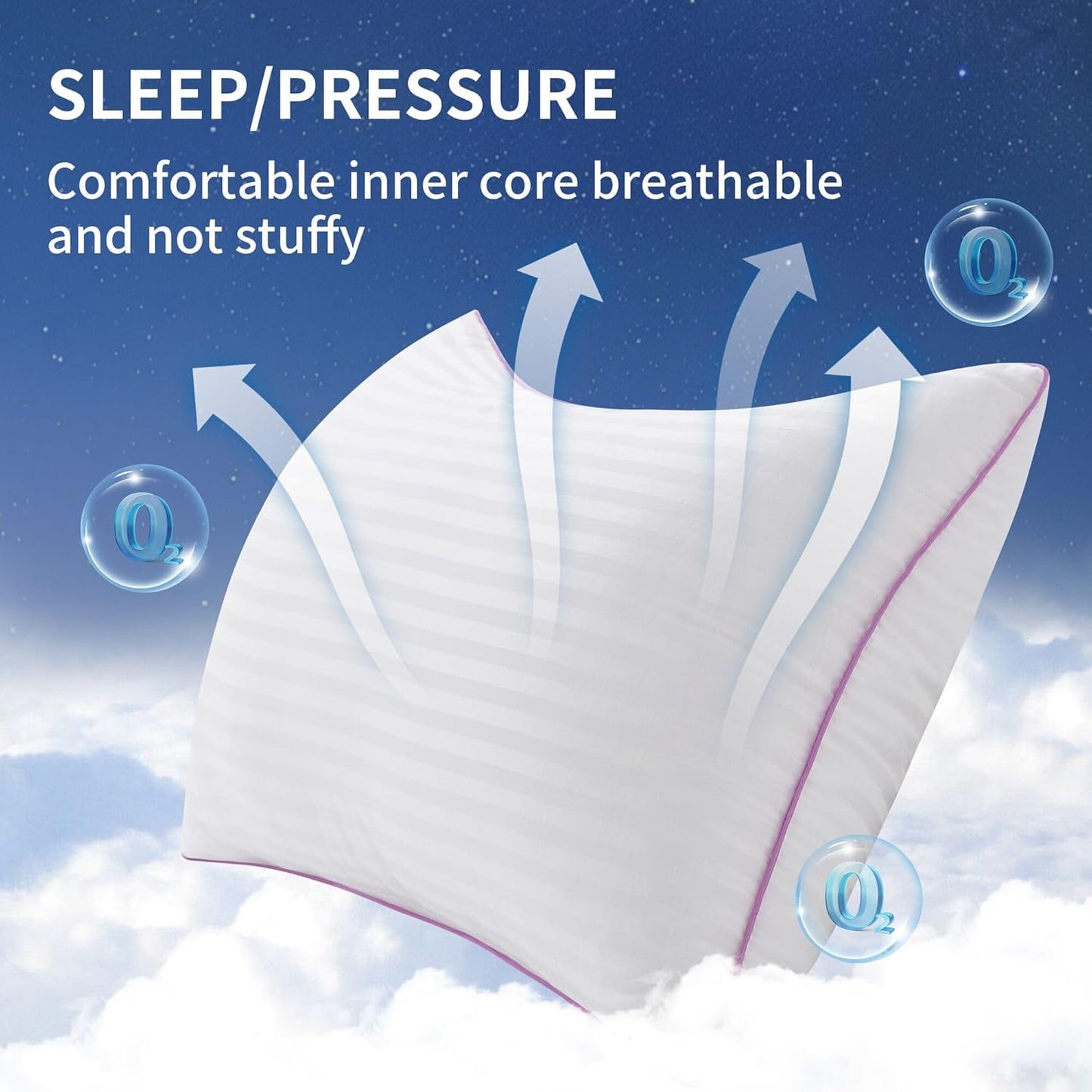 Pillows King Size Set of 2,Breathable Hotel Collection Bed Pillows for Sleeping Medium Soft Down Alternative Microfiber Filled,20 x 36 Inches