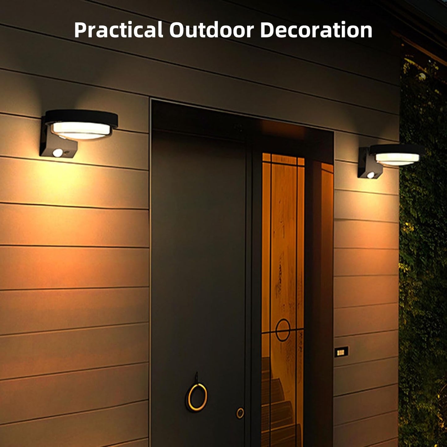 Solar Wall Light, Motion Sensor Outdoor Lights with 3 Modes, 1200mAh Cordless LED Porch Light,Exterior Lighting fixtures, Waterproof Outdoor Wall Sconce for Yard Garden Fence Patio Garage (Black-1PC)