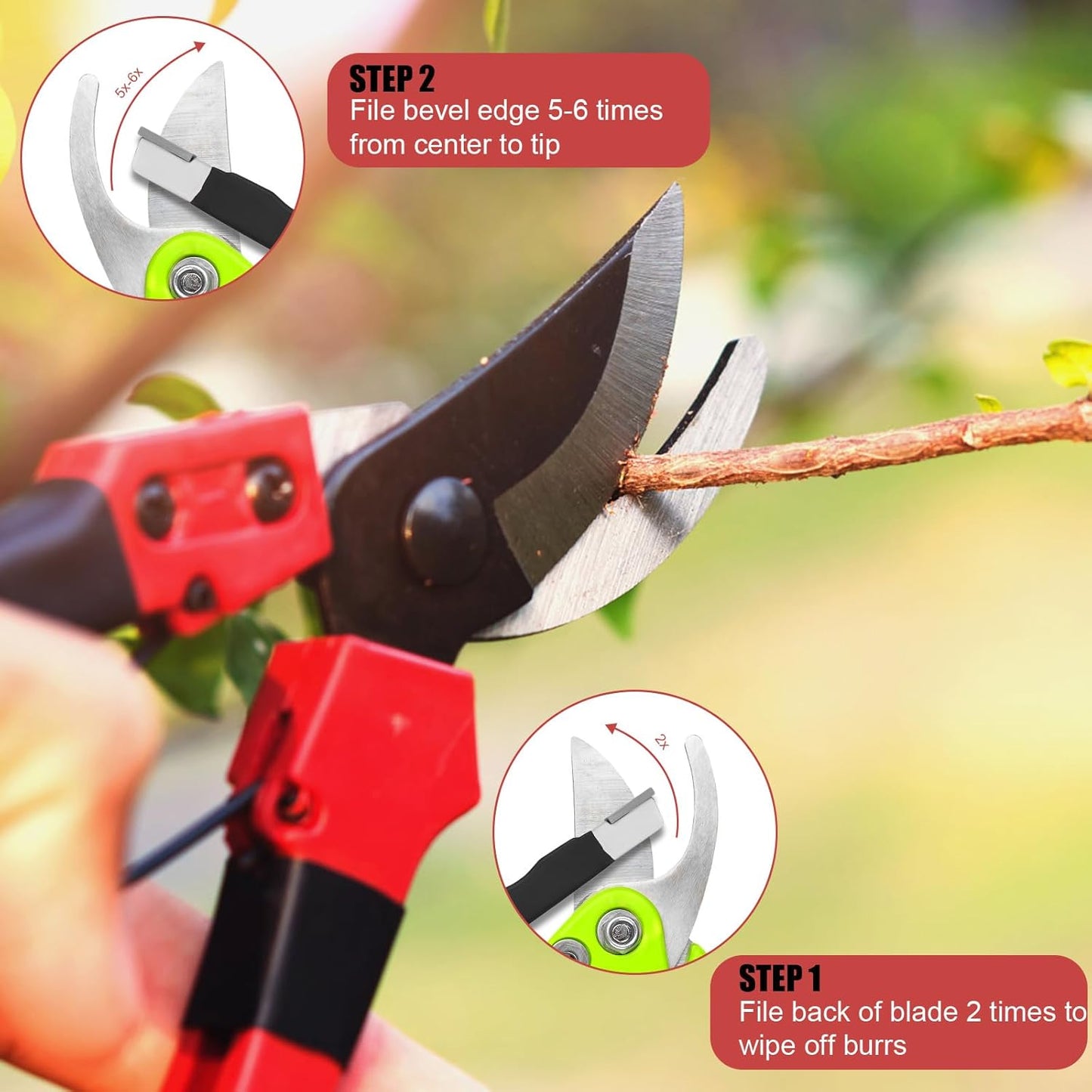 2 Pcs Garden Tool Sharpener, Multipurpose Usage Knife Sharpener Premium Wolfram Steel Portable Pocket Blade Sharpener for Pruning Shears Axe Hatchets Scissors Sickle Fence Shears(Black)