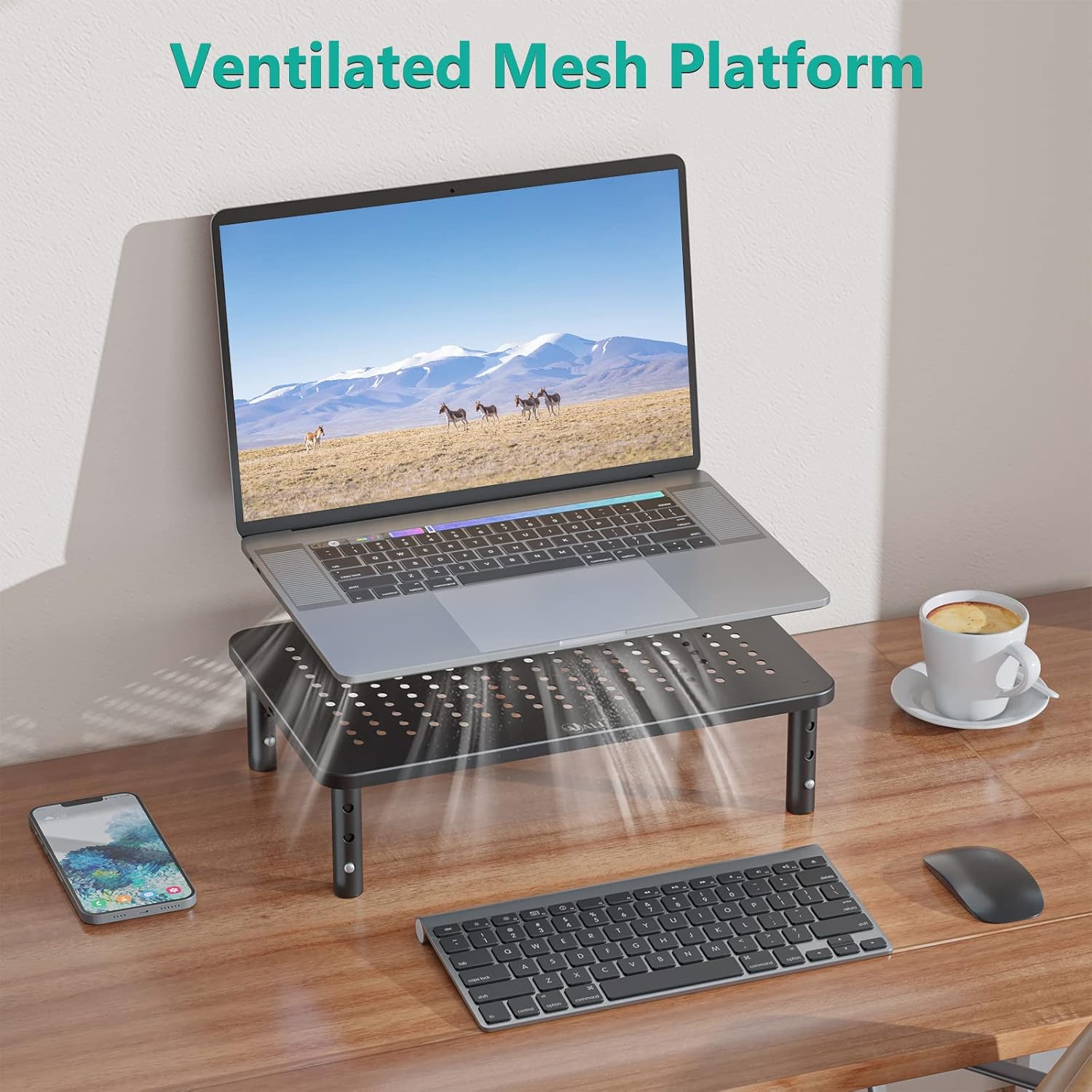 WALI Computer Monitor Stand for Desk, Adjustable Laptop Riser, Desk Mo