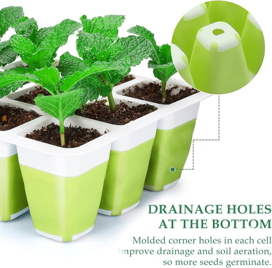 6pcs Reusable Seed Starter Kit, 72 Cells Seed Starter Trays, Silicone 