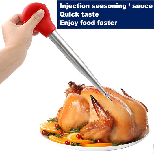 Turkey Baster Set 5, Metal Turkey Baster Syringe for Cooking, Meat Inj