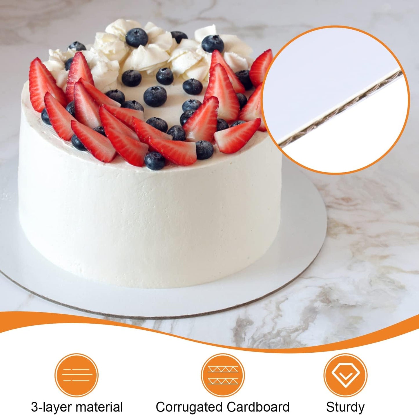 25-Packs Cake Boards 10 inch Round, White Cake Board Rounds, White Cake Circles Rounds Base Food-Grade Cardboard Cake Plate for displaying Cakes, Bread, Desserts（Thin and Sturdy）