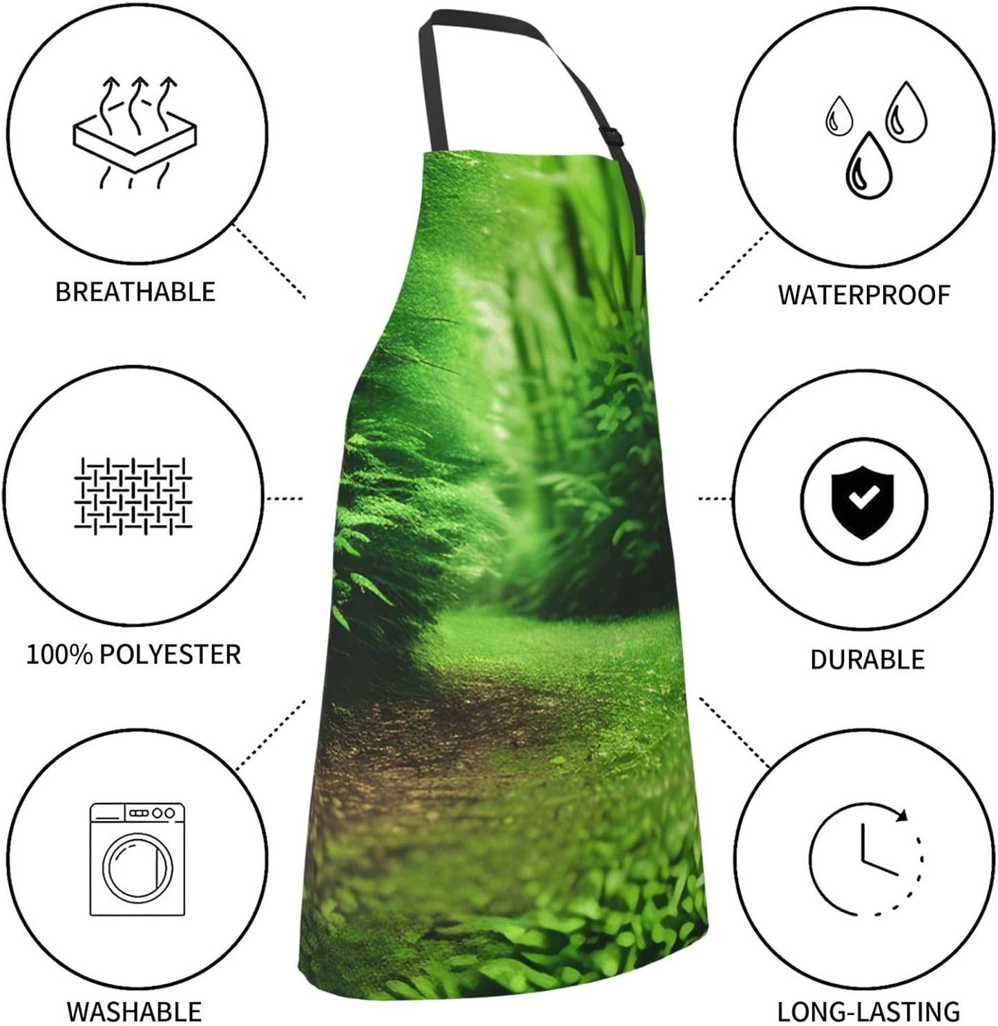 YANYU Green Nature Print 28x33 In Kitchen Apron Stylish Chef Apron with Pockets for Cooking Baking Painting