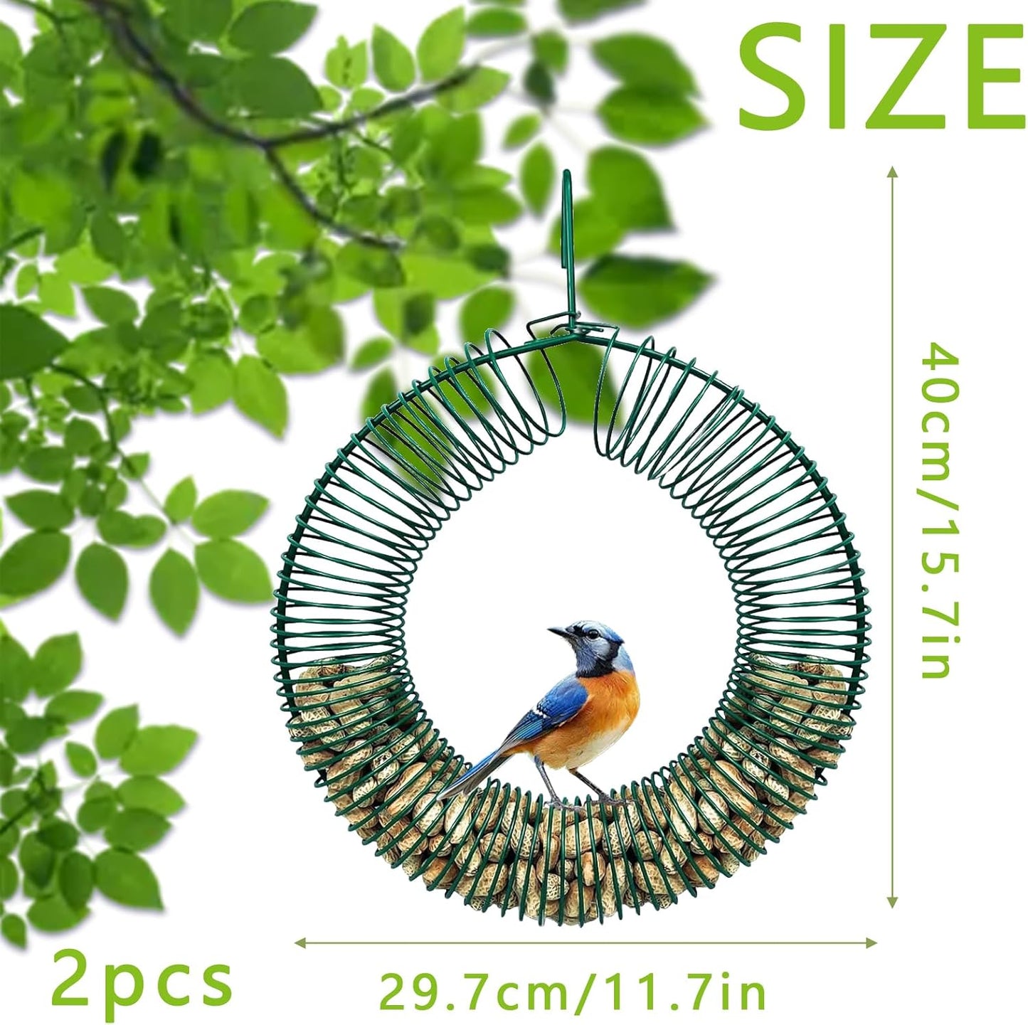 Peanut Bird Feeder, Hanging Feeder Round Metal Whole Wild Bird Feeder with Hanging Hook for Outdoor Birds and Squirrels Feeding Rust & Proof