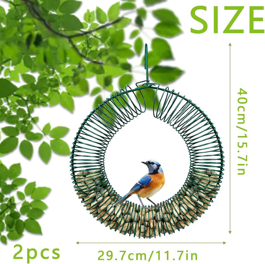 Peanut Bird Feeder, Hanging Feeder Round Metal Whole Wild Bird Feeder with Hanging Hook for Outdoor Birds and Squirrels Feeding Rust & Proof